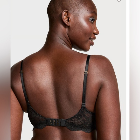Victoria Secret DREAM ANGELS Lace Lightly Lined Plunge Bra Black Lace NWT - Picture 2 of 12